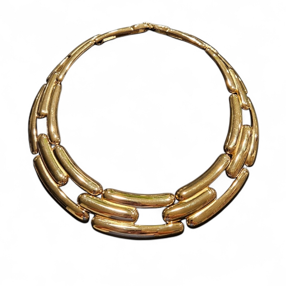 Givenchy Necklace 1980s Vintage Chunky Statement Gold Collar Choker Necklace